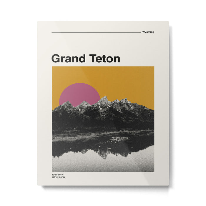 Retro National Park Poster Grand Teton Metal Print Gallery Image 1