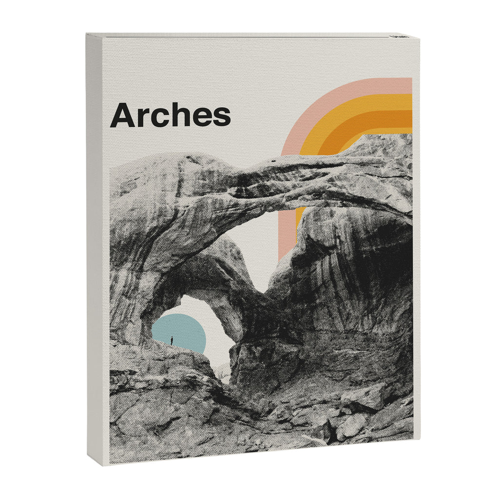 Retro Travel Poster, Arches National Park Collage Canvas Print Gallery Image 6
