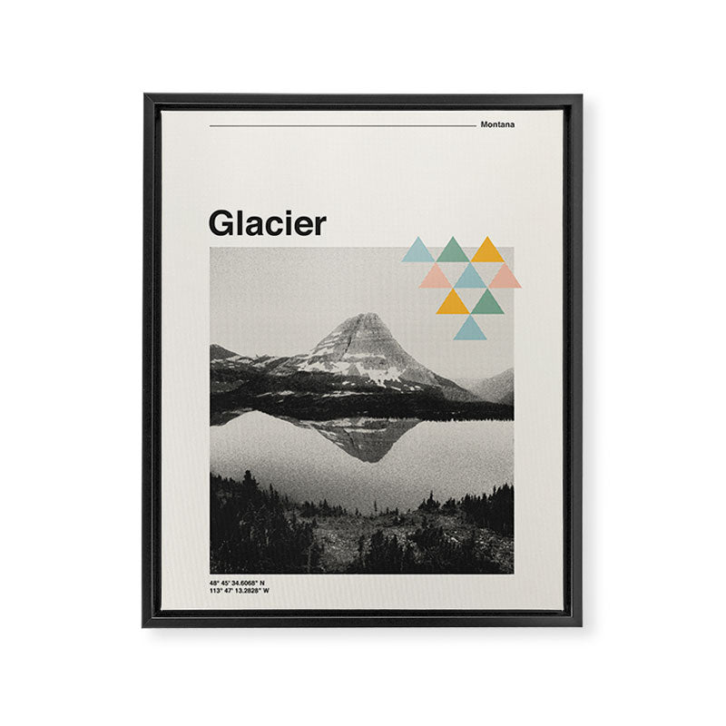 Retro National Park Poster, Glacier Montana, Vintage Mid Century Modern Framed Canvas Print Gallery Image 6