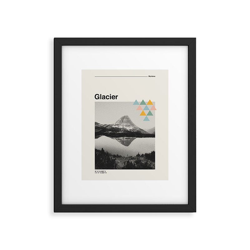 Retro National Park Poster, Glacier Montana, Vintage Mid Century Modern Framed Art Print Gallery Image 4
