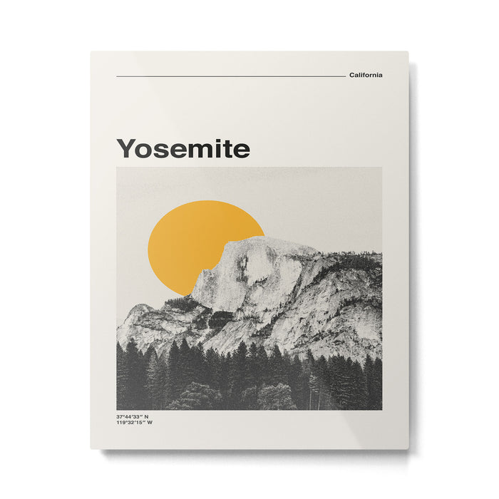 Retro Travel Poster, Yosemite National Park Collage Metal Print Gallery Image 1