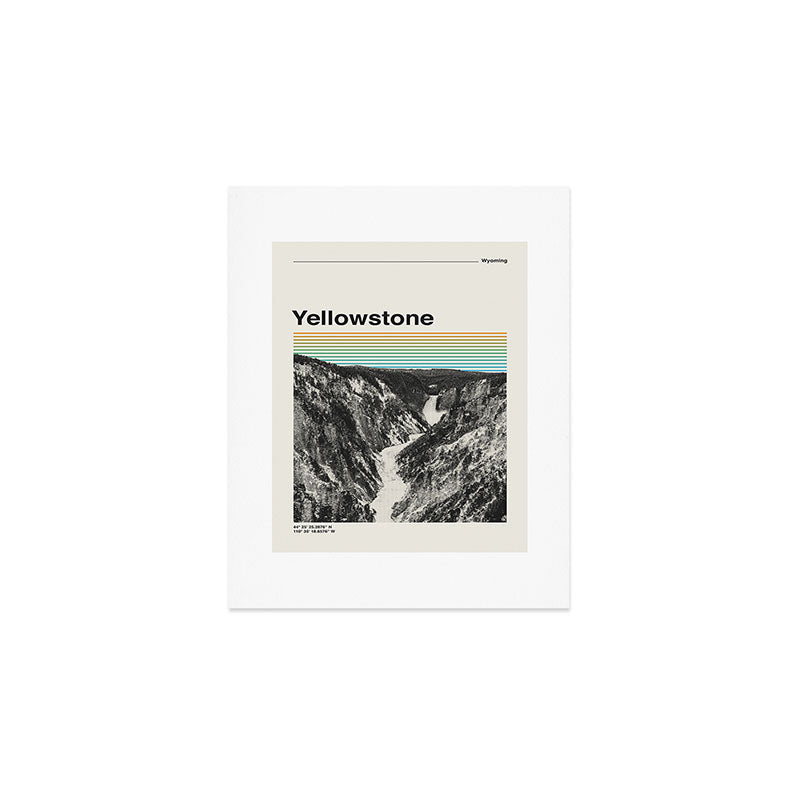 Retro Travel Print Yellowstone National Park Art Print Gallery Image 1