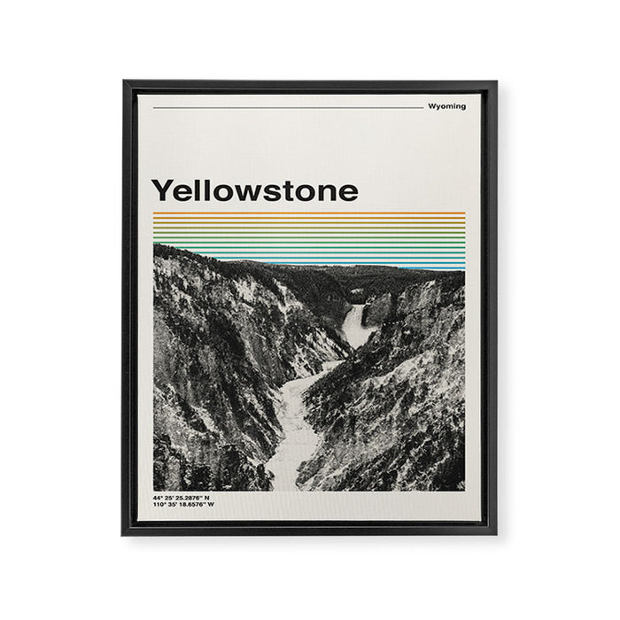 Retro Travel Print Yellowstone National Park Framed Canvas Print Gallery Image 1