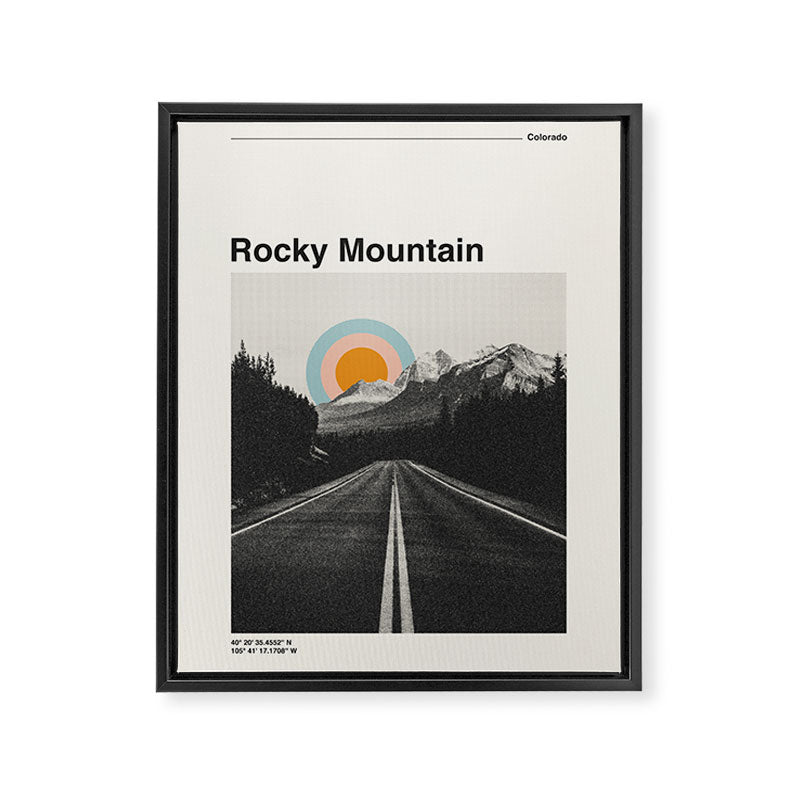 Rocky Mountain National Park Retro Print Framed Canvas Print Gallery Image 6