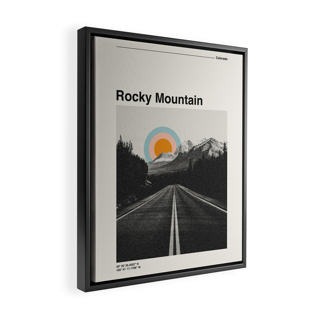 Rocky Mountain National Park Retro Print Framed Canvas Print Gallery Image 2