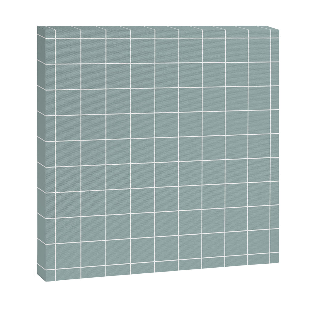 Sage Green Retro Grid Pattern Canvas Print Gallery Image 3