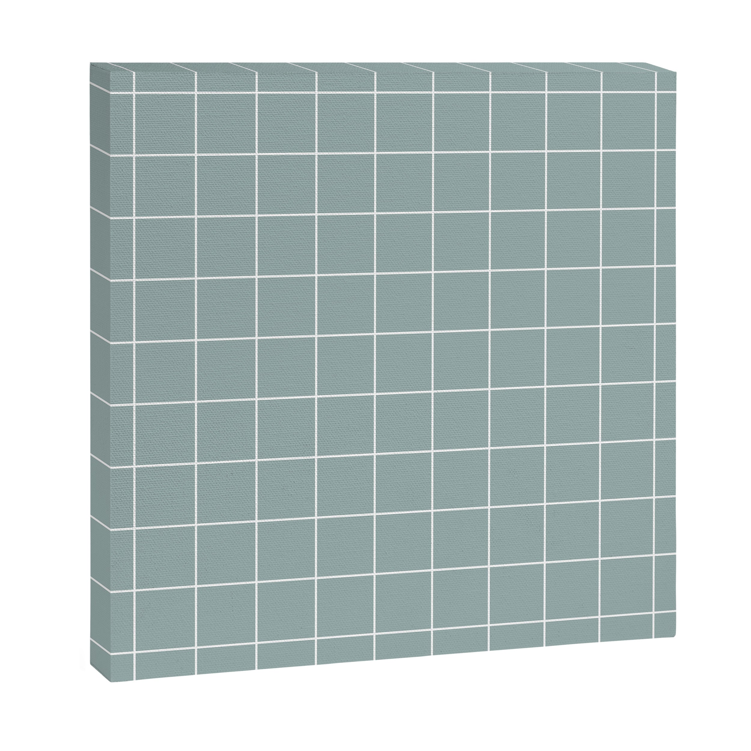 Sage Green Retro Grid Pattern Canvas Print Gallery Image 3