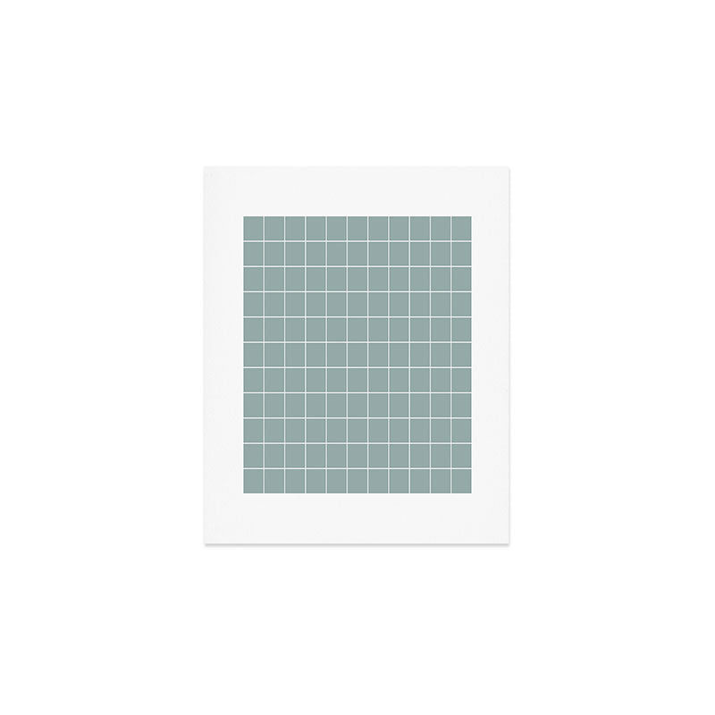 Sage Green Retro Grid Pattern Art Print Gallery Image 1
