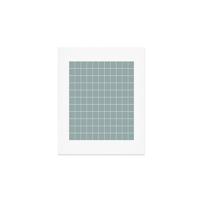 Sage Green Retro Grid Pattern Art Print Gallery Image 1