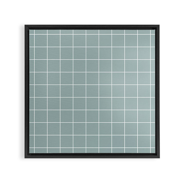 Sage Green Retro Grid Pattern Framed Canvas Print Gallery Image 1