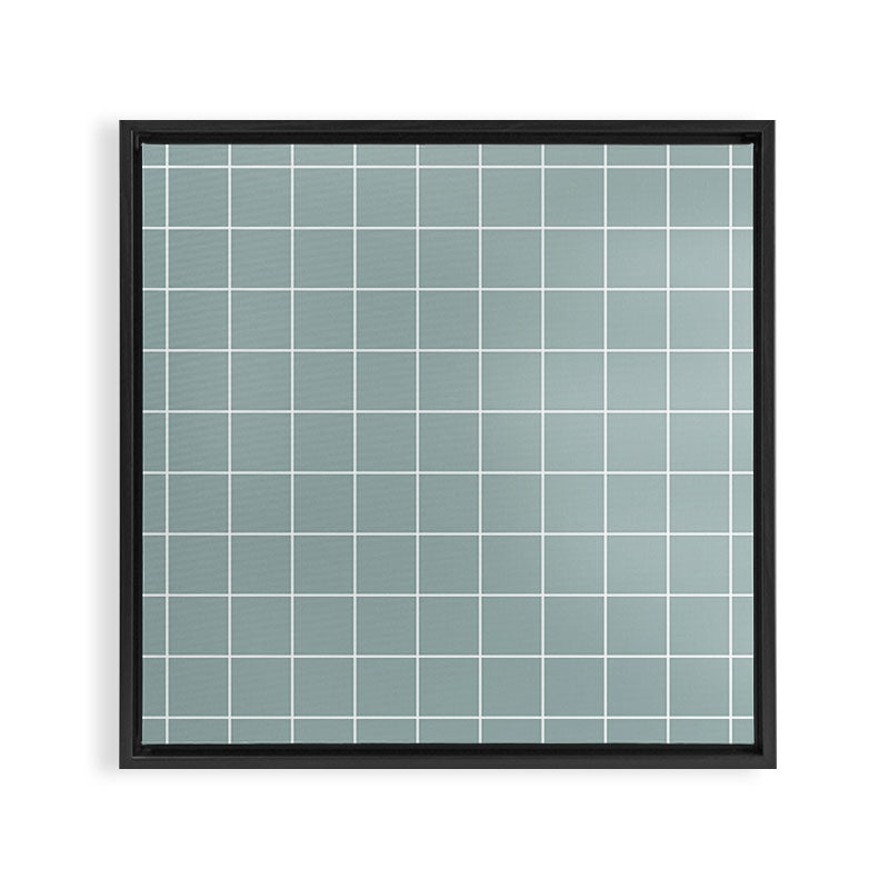 Sage Green Retro Grid Pattern Framed Canvas Print Gallery Image 3
