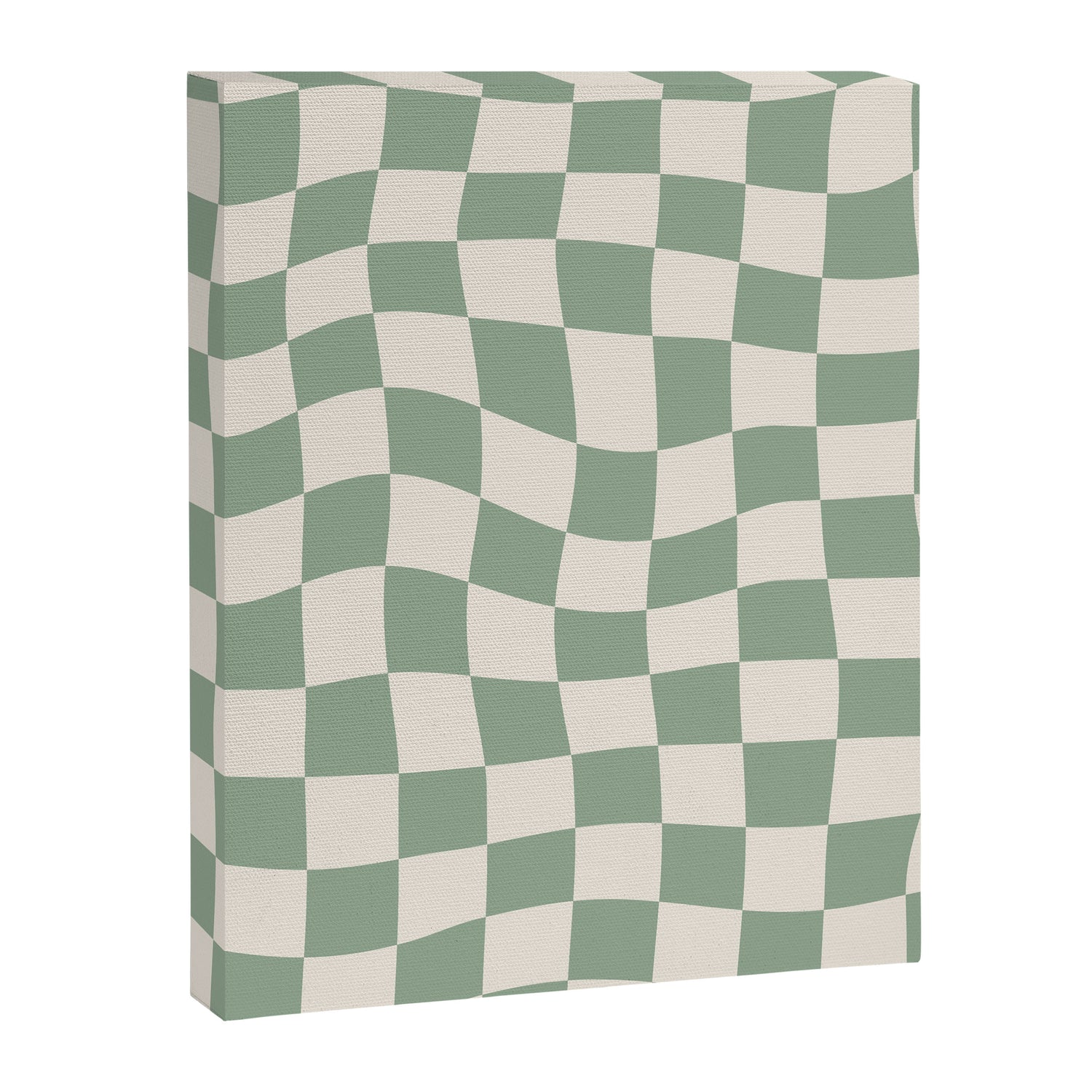 Sage Green Wavy Checkered Pattern Canvas Print Gallery Image 6