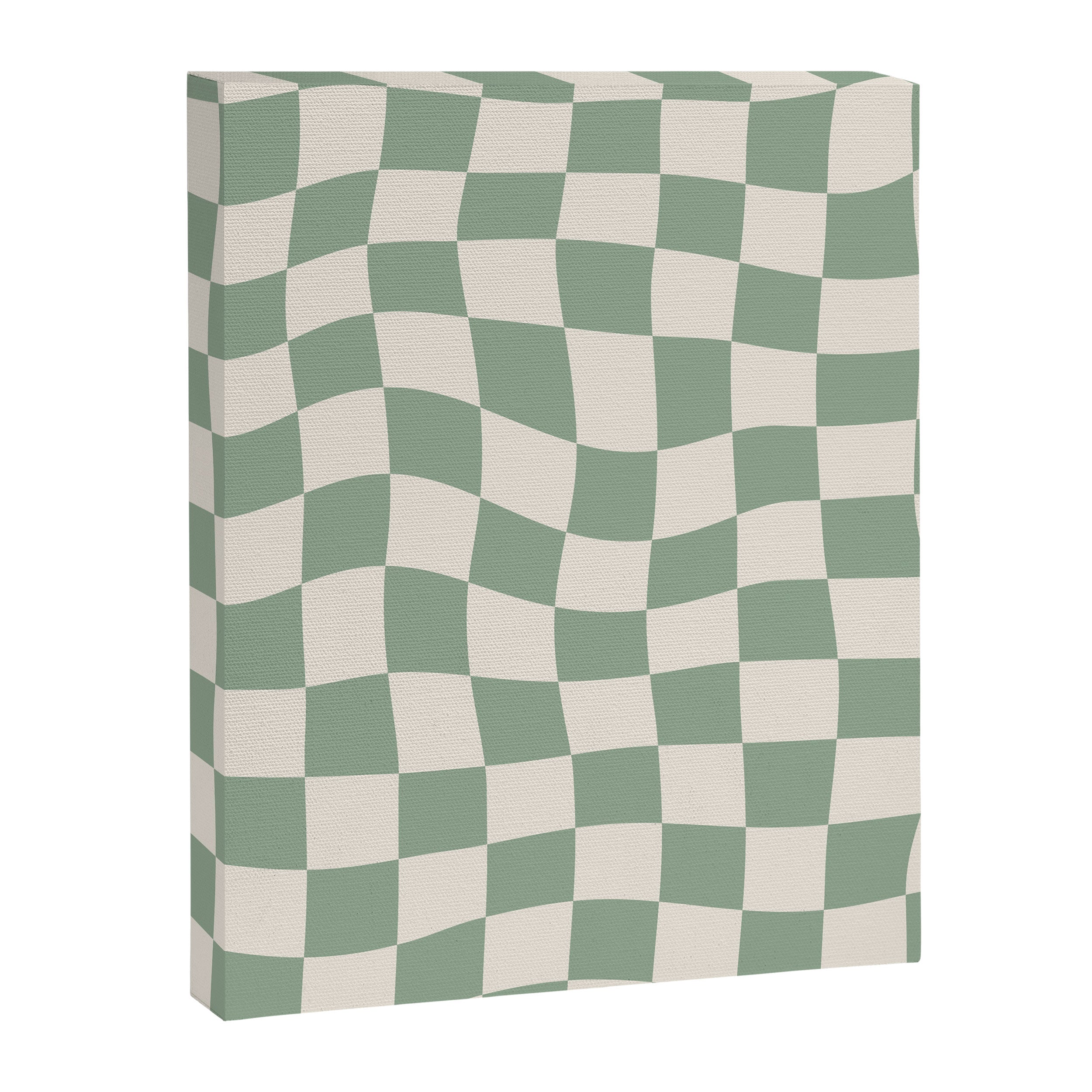 Sage Green Wavy Checkered Pattern Canvas Print Gallery Image 6
