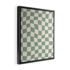 Sage Green Wavy Checkered Pattern Framed Canvas Print Gallery Image 2