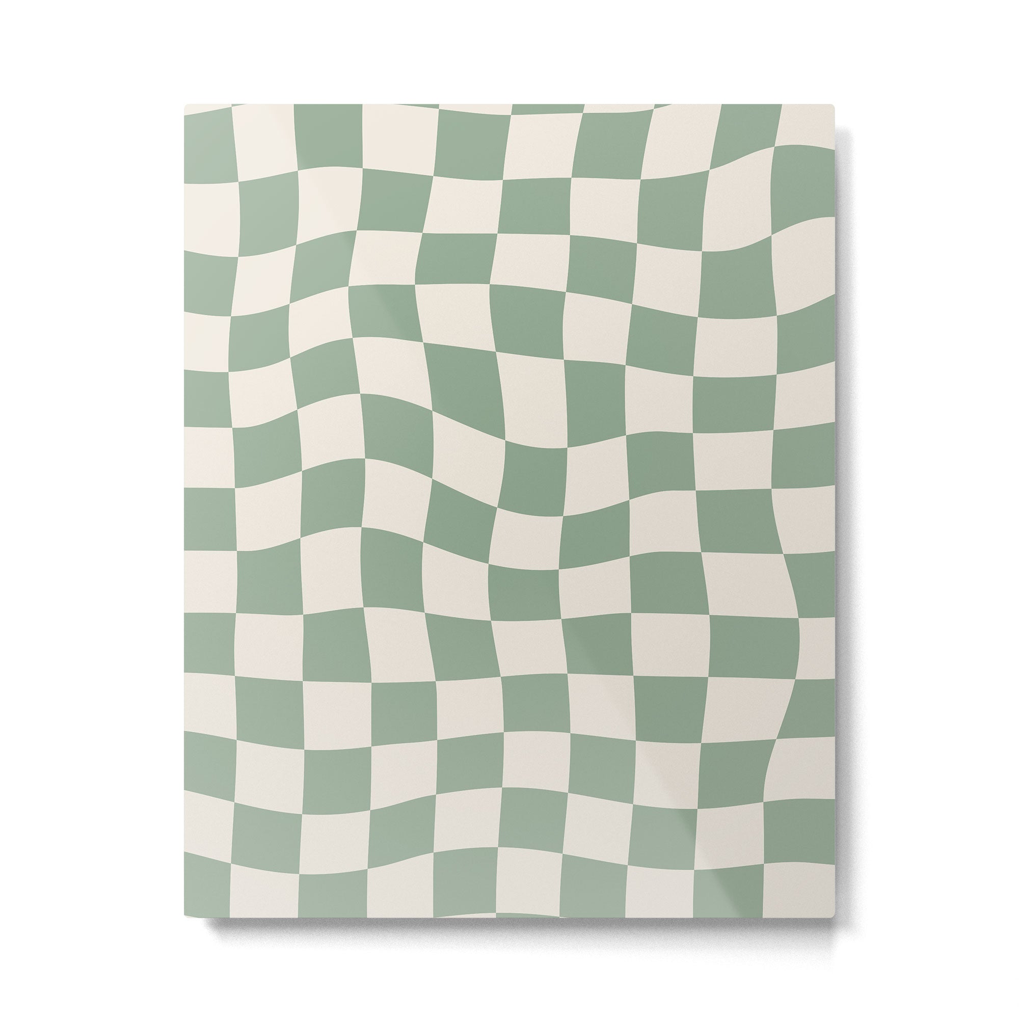 Sage Green Wavy Checkered Pattern Metal Print Gallery Image 4