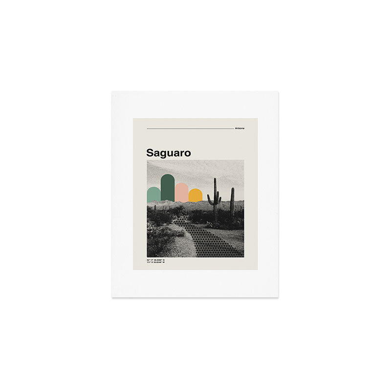 Saguaro National Park Mid Century Modern Travel Poster Art Print Gallery Image 1