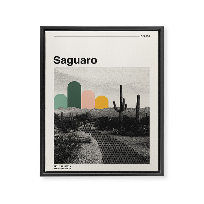 Saguaro National Park Mid Century Modern Travel Poster Framed Canvas Print Gallery Image 6