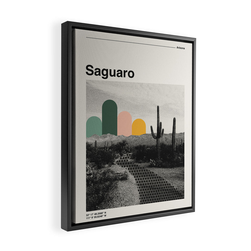 Saguaro National Park Mid Century Modern Travel Poster Framed Canvas Print Gallery Image 2