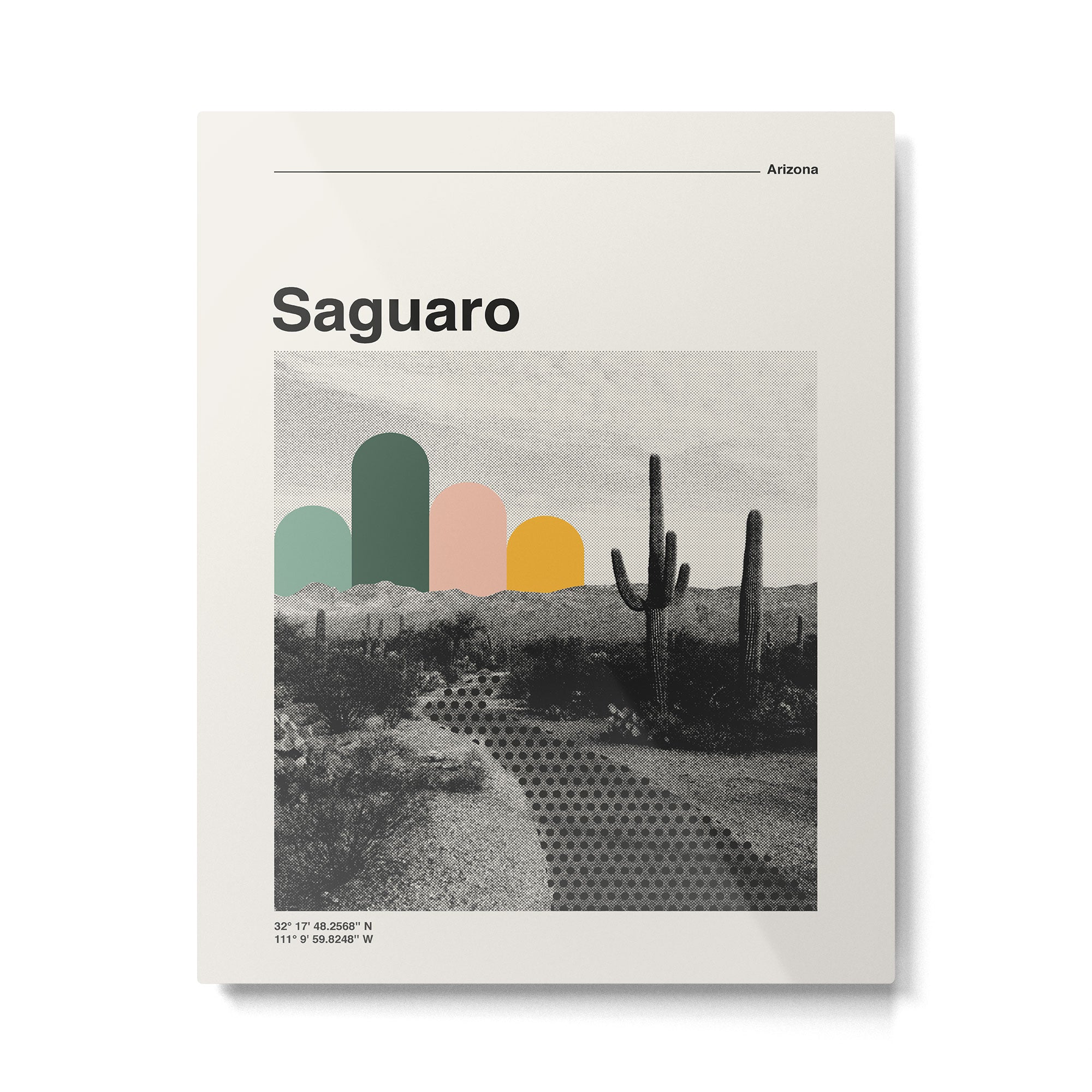 Saguaro National Park Mid Century Modern Travel Poster Metal Print Gallery Image 4