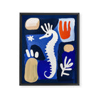 Sea Horse Abstract Ocean Coastal Blue Art Painting Framed Canvas Print Gallery Image 6