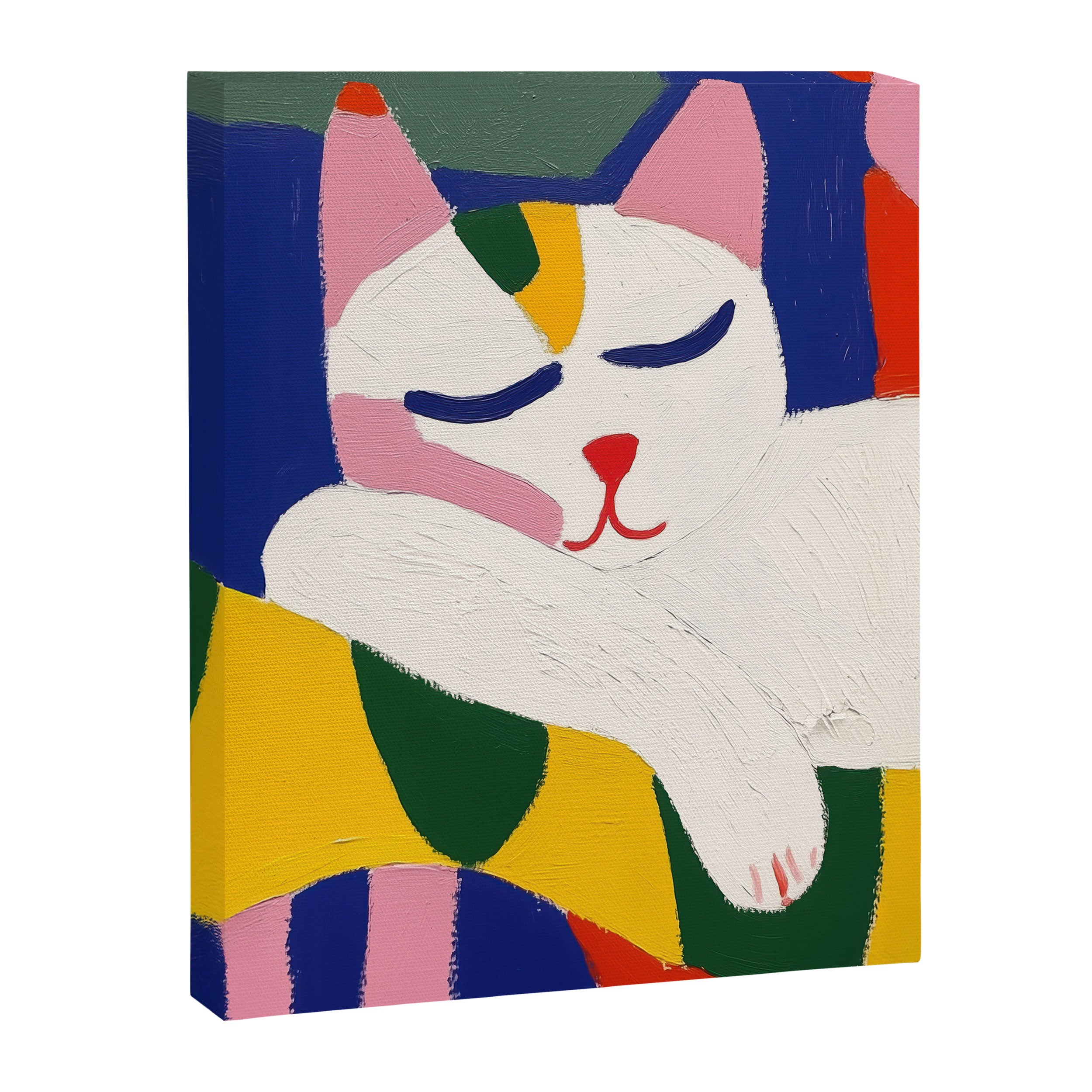 Sleeping Cat Maximalist Colorful Oil Style painting Canvas Print Gallery Image 6