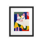 Sleeping Cat Maximalist Colorful Oil Style painting Framed Art Print Gallery Image 5