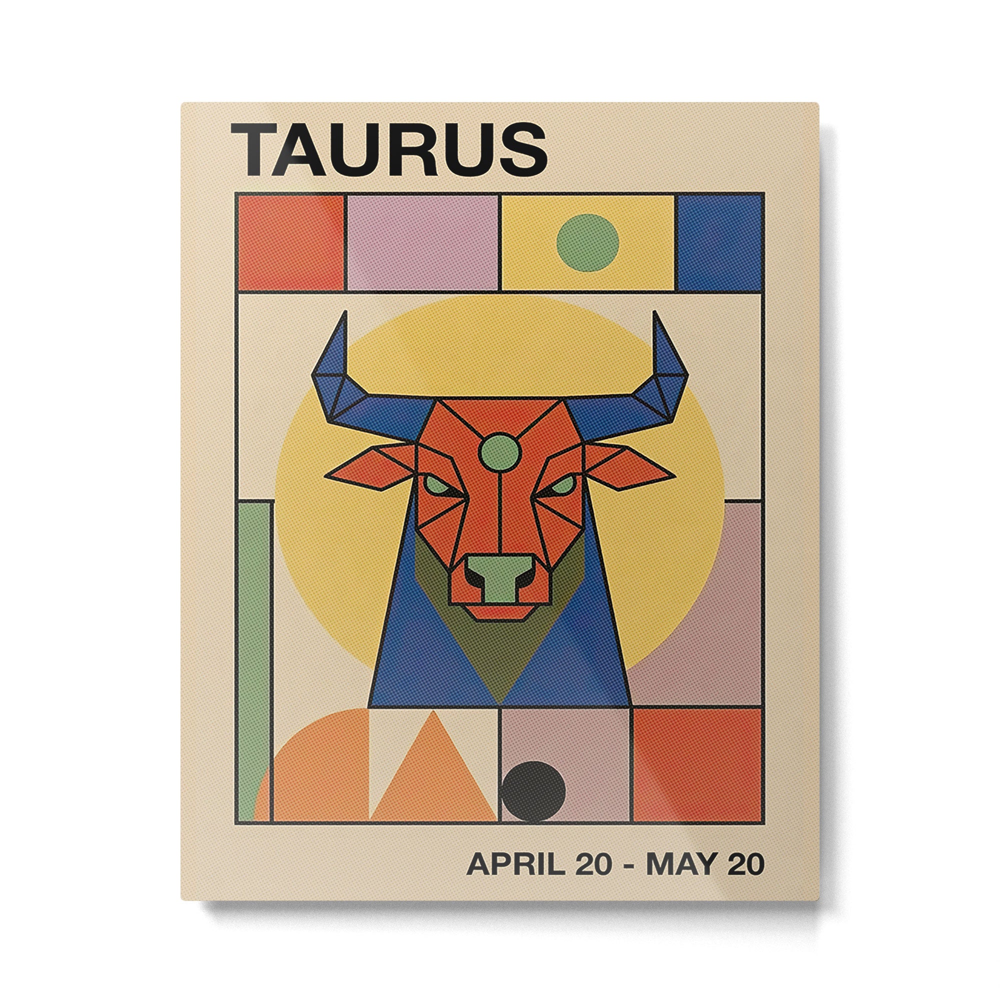Taurus Zodiac Art Print in Bauhaus Mid Century Modern Style Metal Print Gallery Image 4