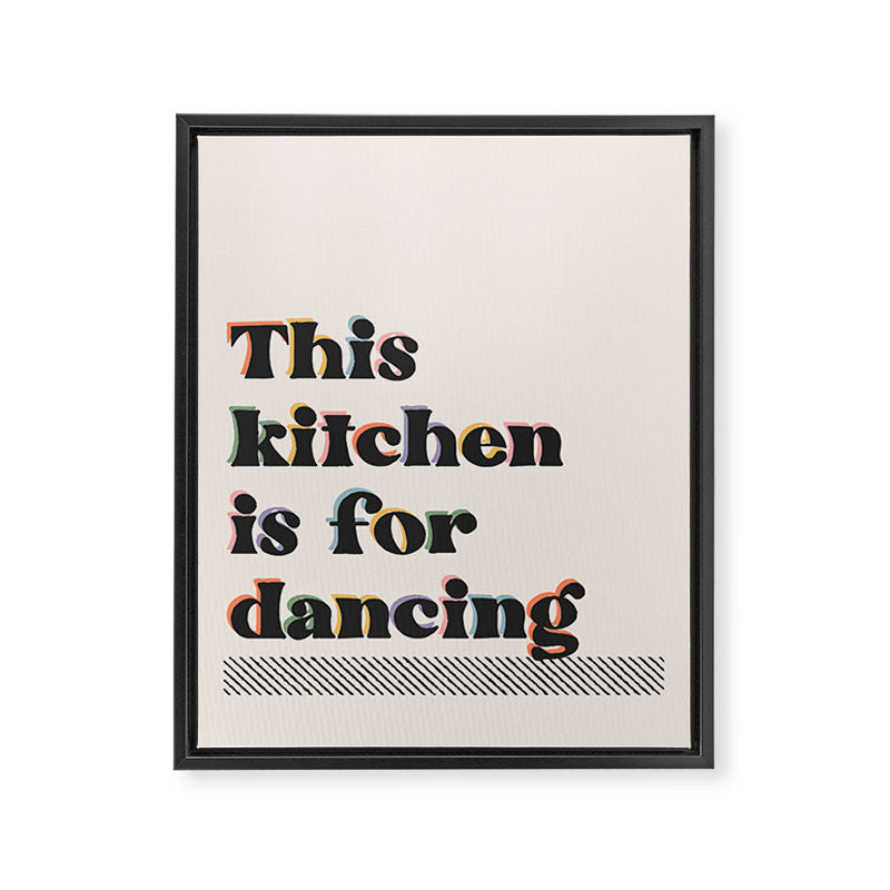 This Kitchen Is For Dancing Retro Typography Framed Canvas Print Gallery Image 6