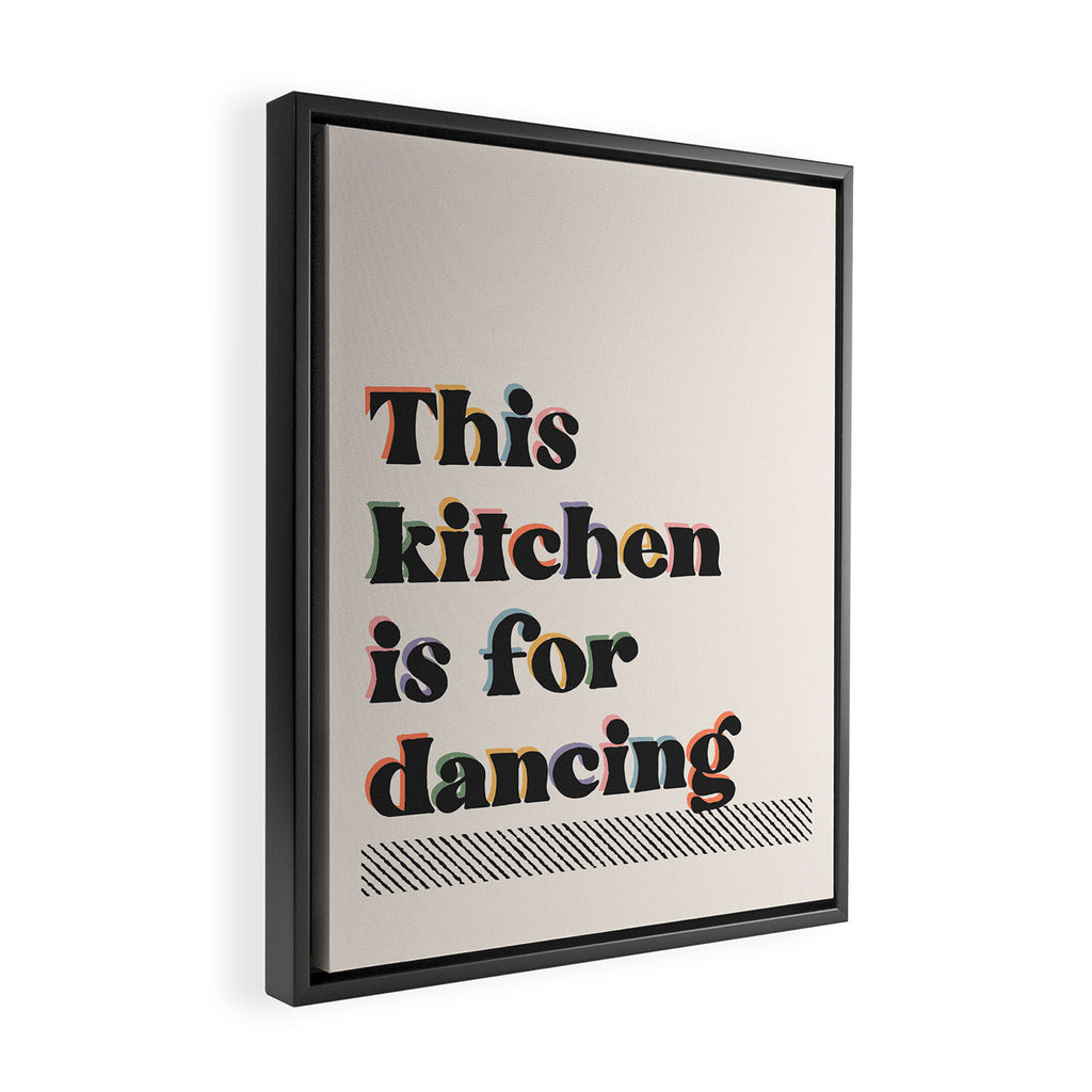 This Kitchen Is For Dancing Retro Typography Framed Canvas Print Gallery Image 2