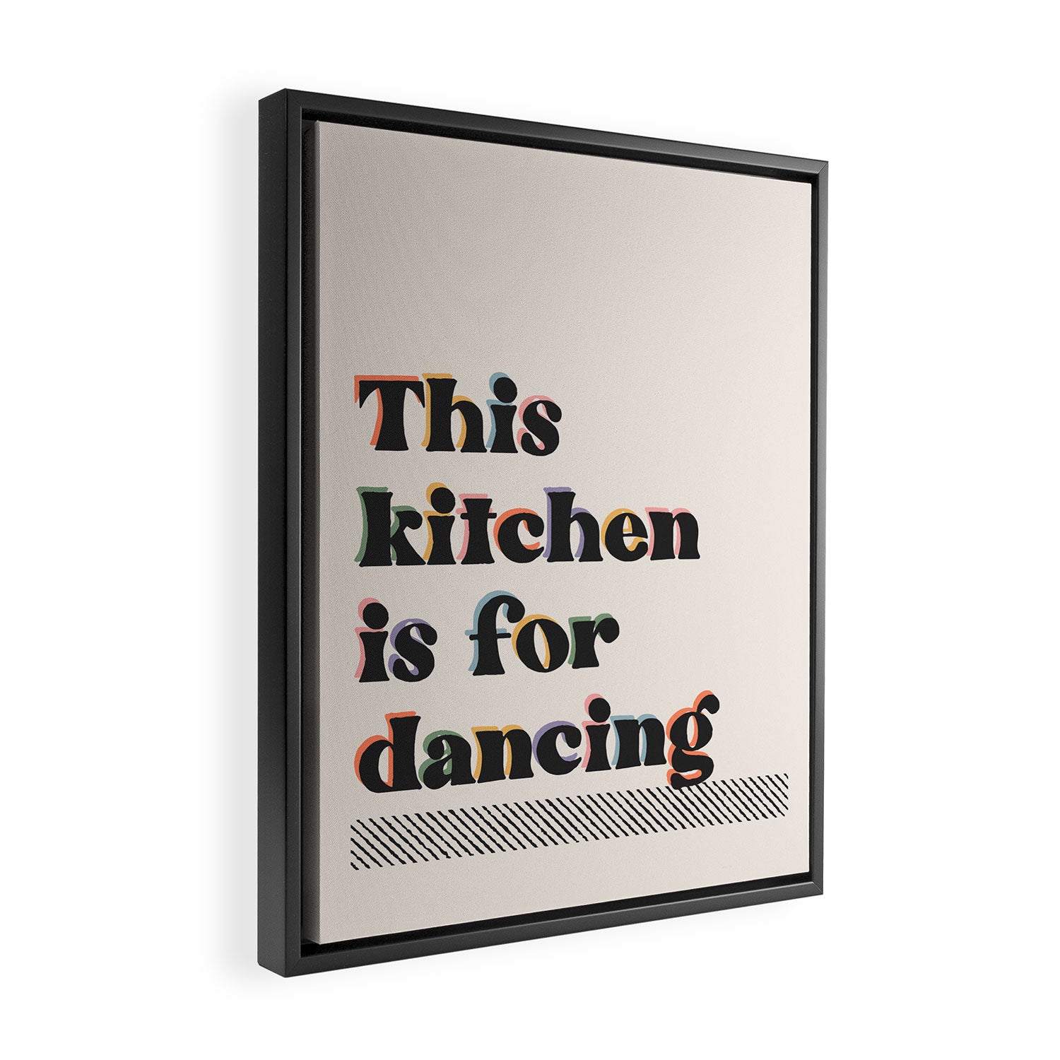 This Kitchen Is For Dancing Retro Typography Framed Canvas Print Gallery Image 2