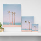Three Palms on the Beach Minimalist Pastel AI Photography Canvas Print Gallery Image 3