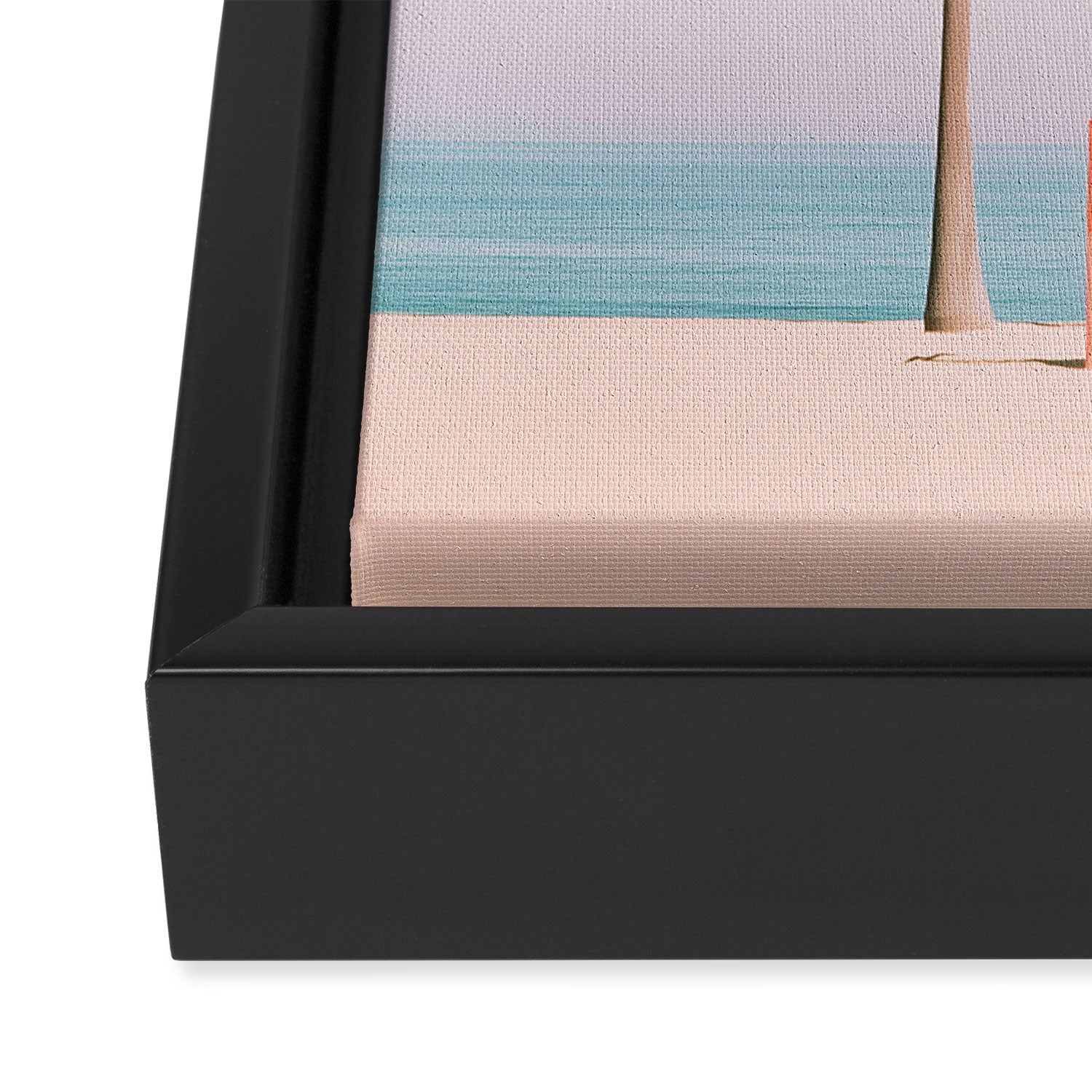 Three Palms on the Beach Minimalist Pastel AI Photography Framed Canvas Print Gallery Image 3