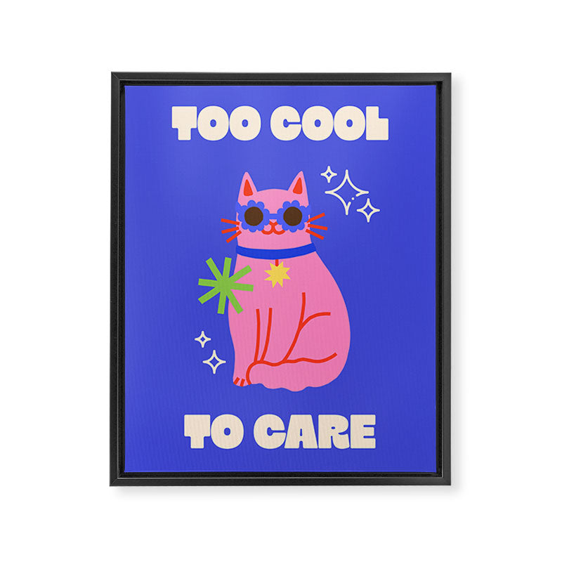 Too Cool To Care Eclectic Cat Print Framed Canvas Print Gallery Image 6