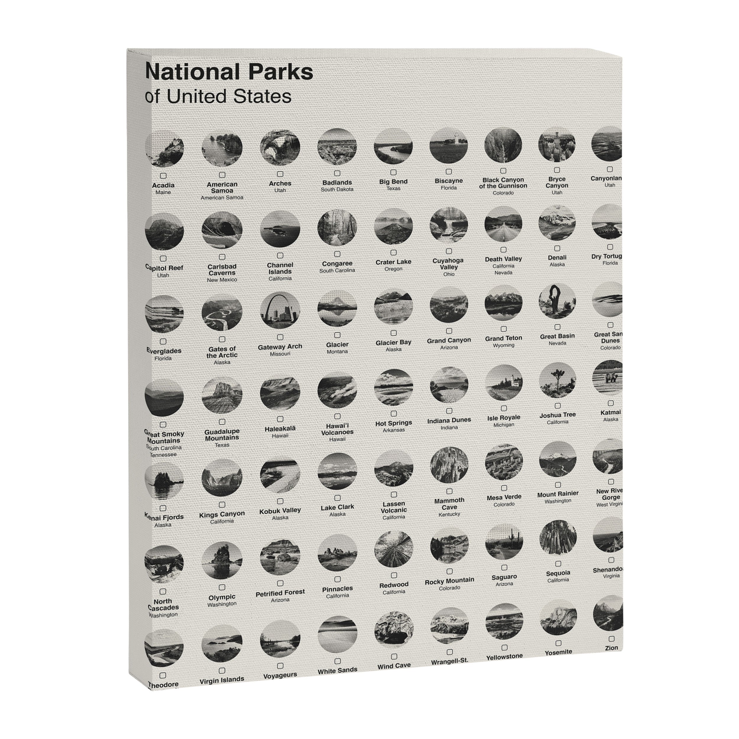 US National Park Minimalist Checklist Canvas Print Gallery Image 6