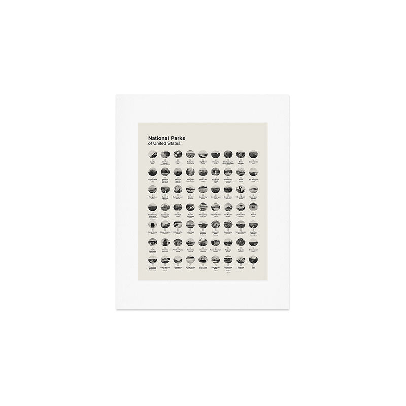 US National Park Minimalist Checklist Art Print Gallery Image 1