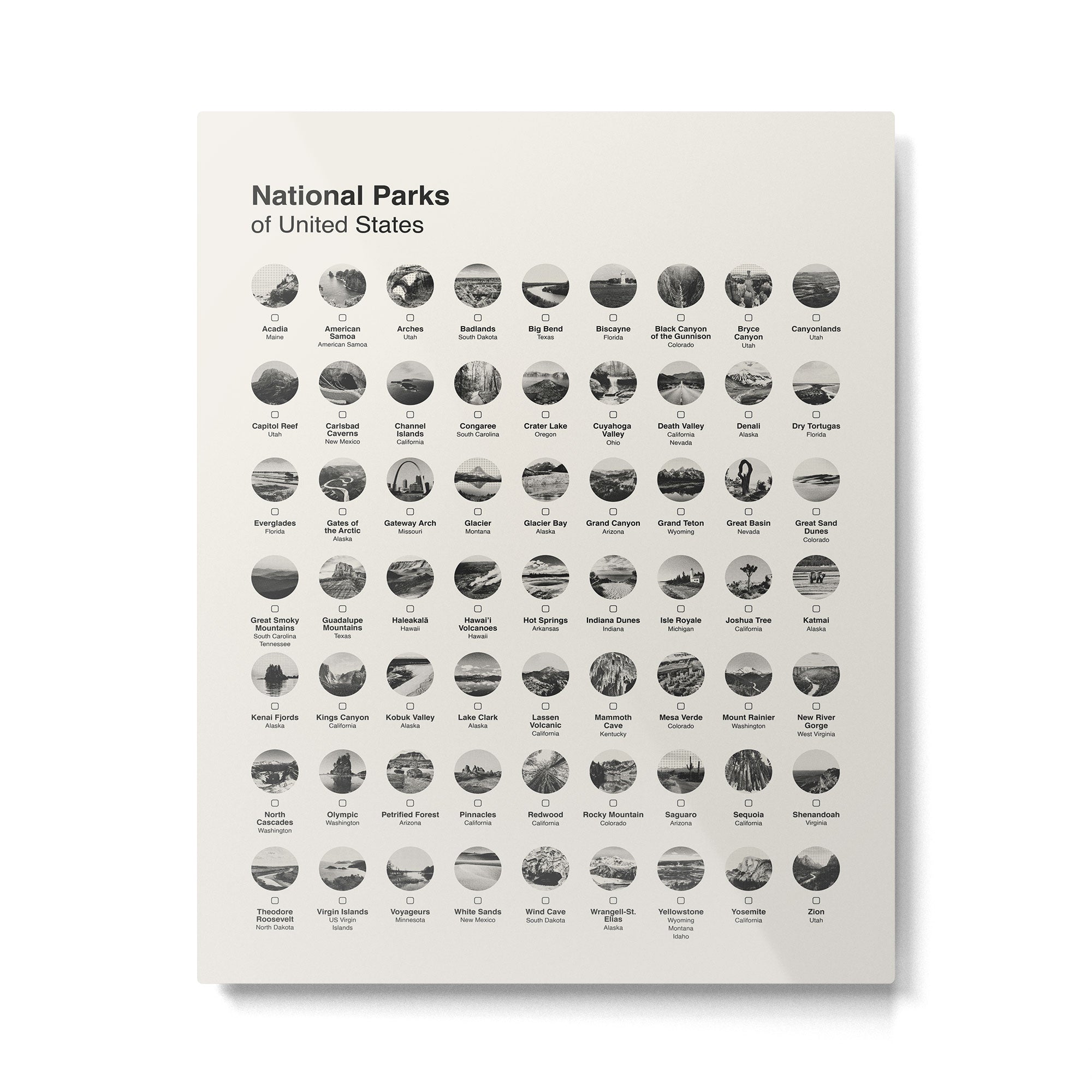 US National Park Minimalist Checklist Metal Print Gallery Image 4