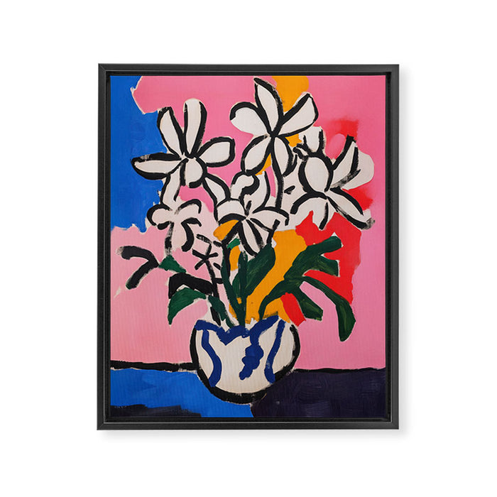 Vase of Flowers Maximalist Matisse Inspired Painting Framed Canvas Print Gallery Image 1