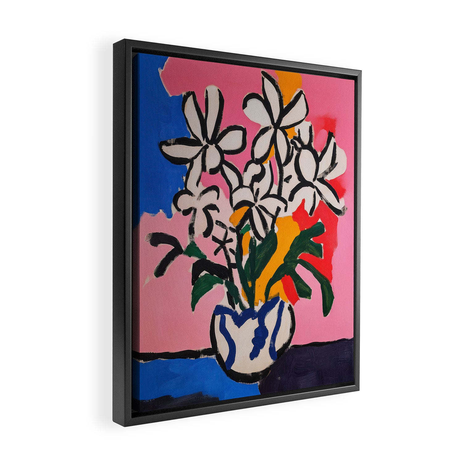 Vase of Flowers Maximalist Matisse Inspired Painting Framed Canvas Print Gallery Image 2