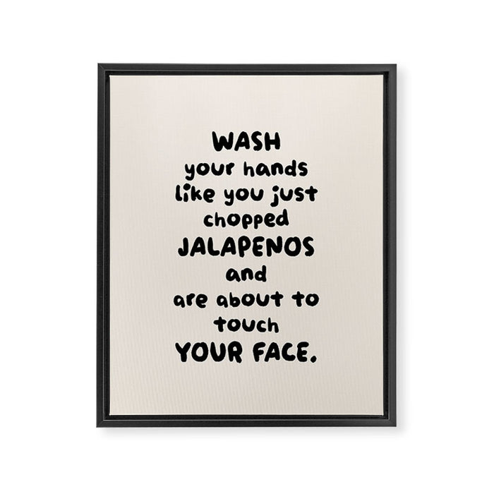 Wash your hands Typographic Bathroom Print Framed Canvas Print Gallery Image 1