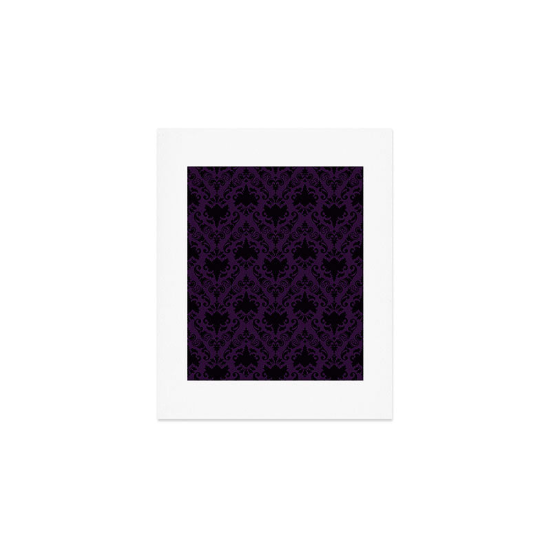Aubergine and Black Damask Art Print Gallery Image 1