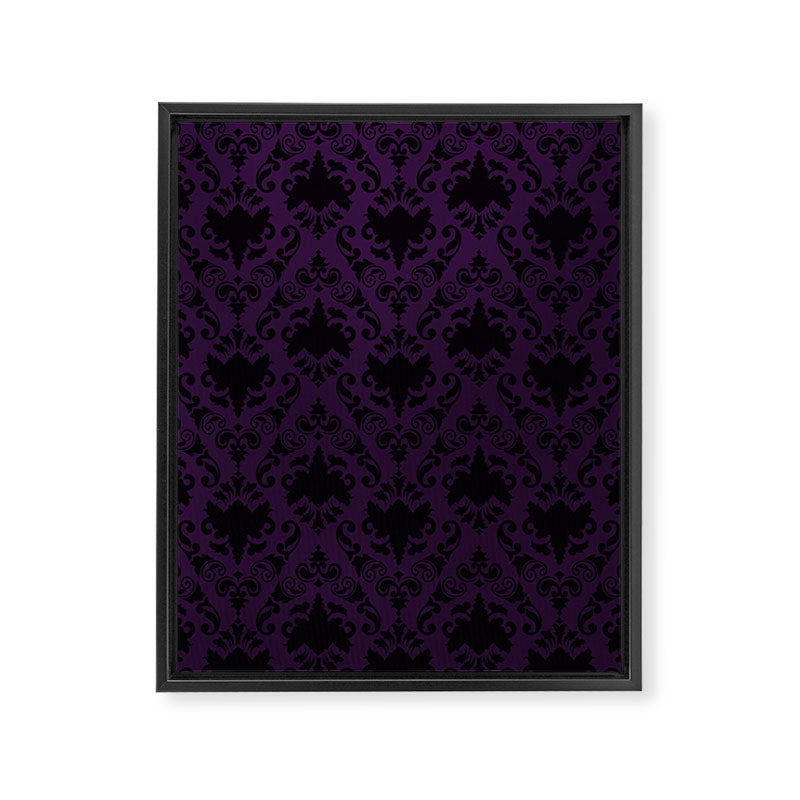 Aubergine and Black Damask Framed Canvas Print Gallery Image 8
