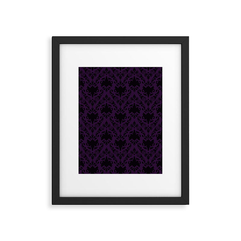 Aubergine and Black Damask Framed Art Print Gallery Image 6