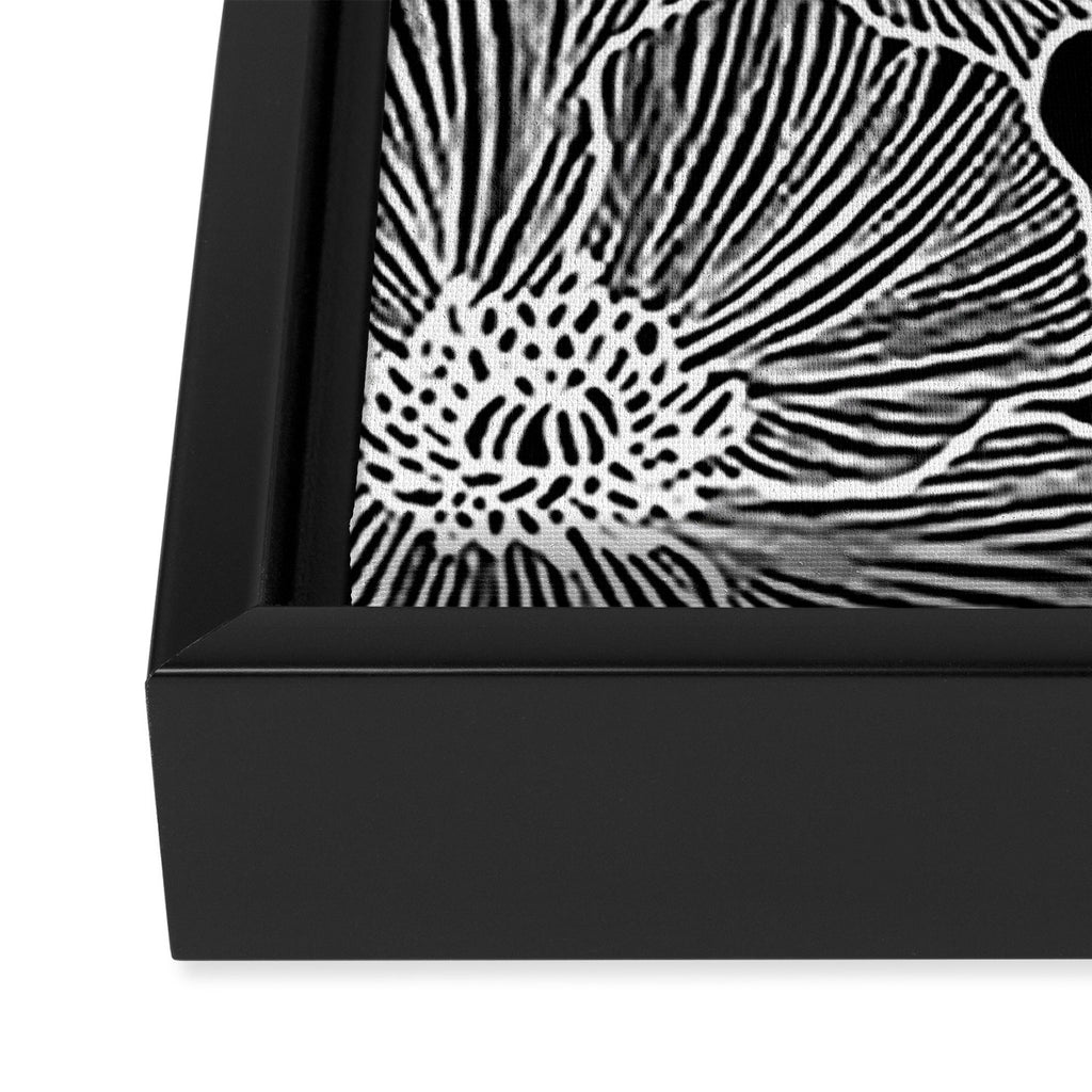 Black and White Poppies Framed Canvas Print Gallery Image 3