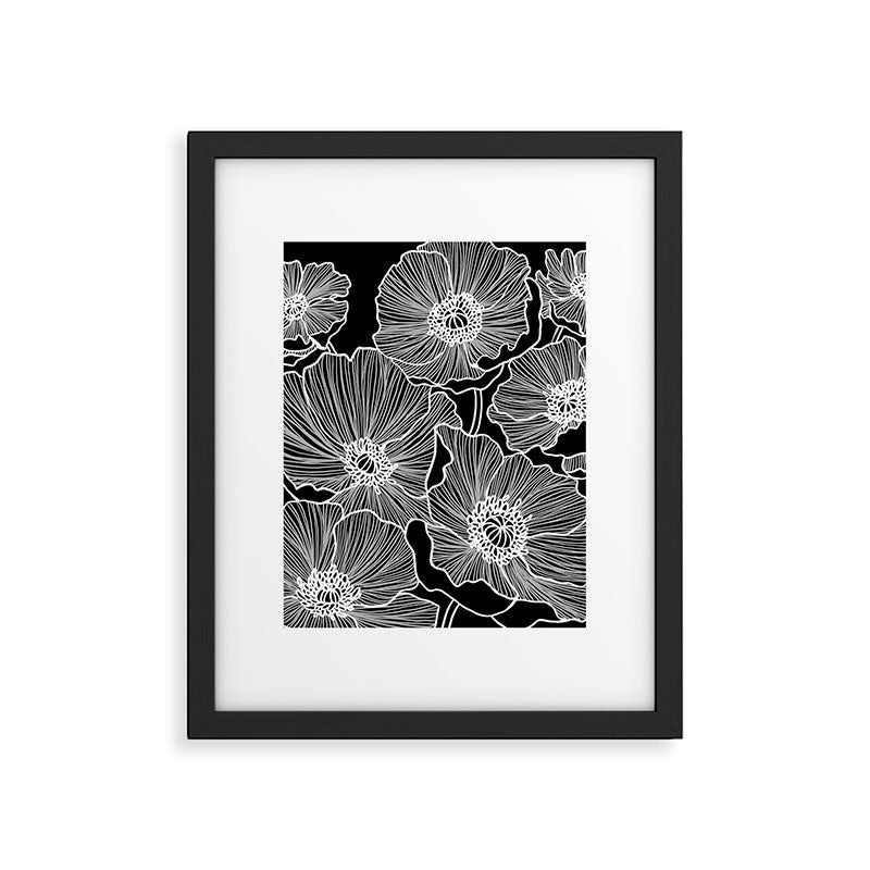 Black and White Poppies Framed Art Print Gallery Image 6