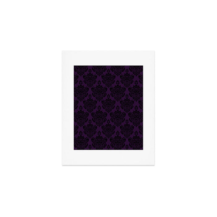 Black Damask Pattern 2- Aubergine Purple Art Print Gallery Image 1