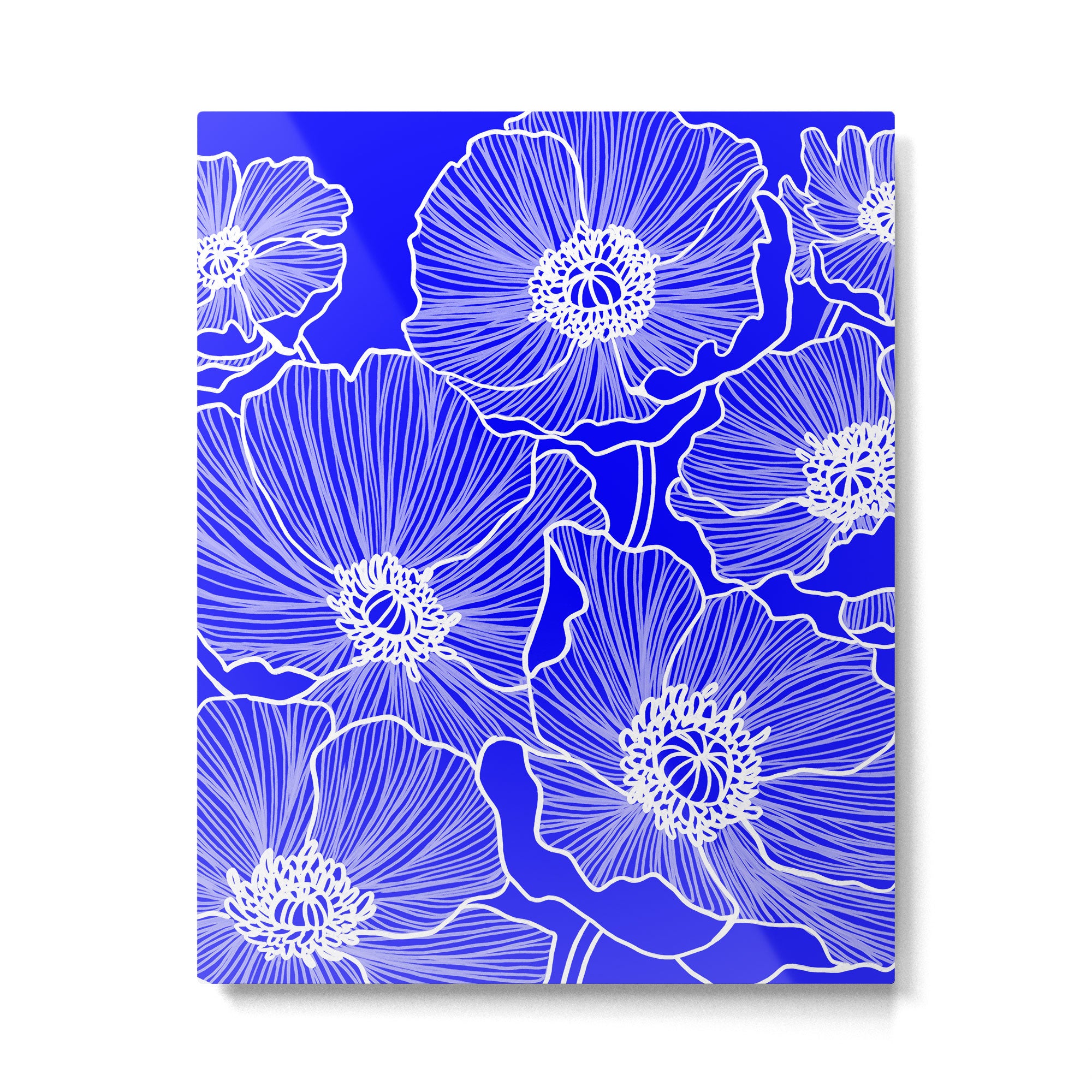 Cobalt Poppies Metal Print Gallery Image 6