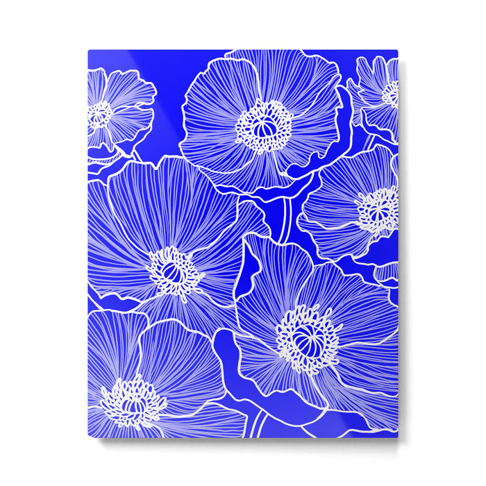 Cobalt Poppies Metal Print Gallery Image 1
