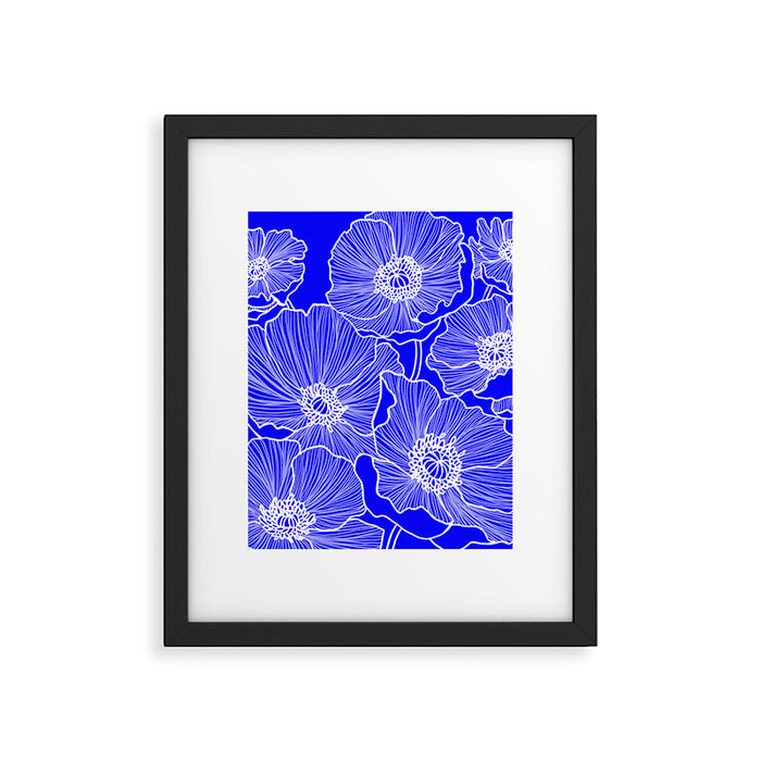 Cobalt Poppies Framed Art Print Gallery Image 1