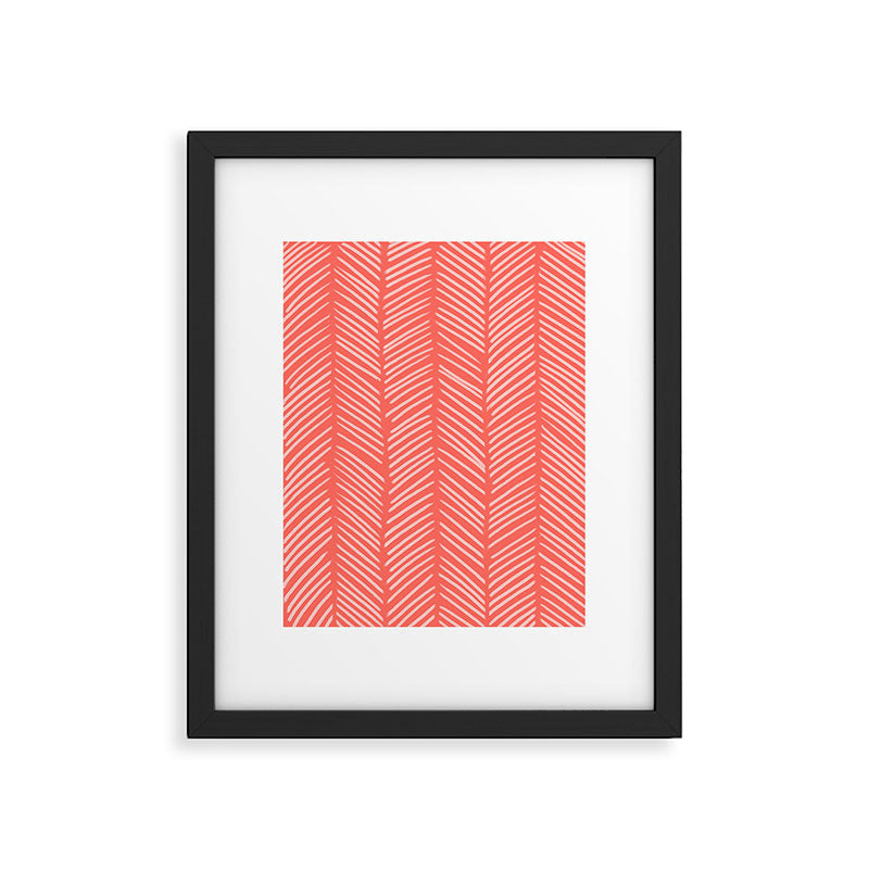 Coral Herringbone Framed Art Print Gallery Image 6