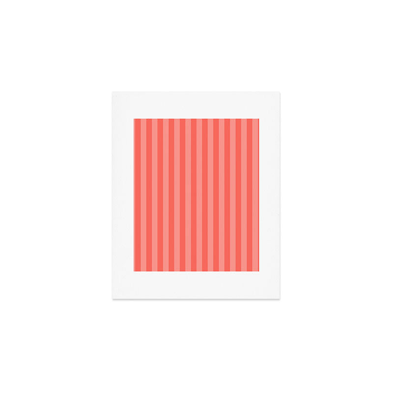 Coral Pink Thin Vertical Stripes Art Print Gallery Image 1